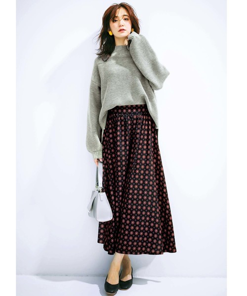 GeeRA（ジーラ）の「上品プリントロングスカート（スカート・レディース・ブラック/ブラック系その他/ボルドー/イエロー・X-LARGE/SMALL/MEDIUM/LARGE）」の13枚目の写真