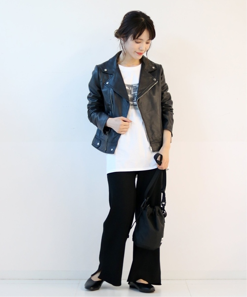 B.C STOCK（ベーセーストック）の「ラムレザーライダースジャケット◆（ブルゾン・レディース・ブラック/ブラウン・SMALL/MEDIUM）」の6枚目の写真