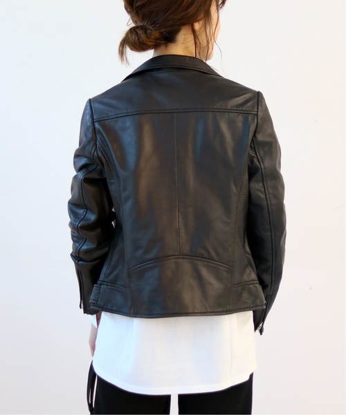 B.C STOCK（ベーセーストック）の「ラムレザーライダースジャケット◆（ブルゾン・レディース・ブラック/ブラウン・SMALL/MEDIUM）」の8枚目の写真