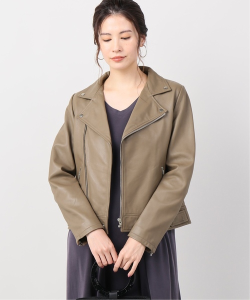 B.C STOCK（ベーセーストック）の「ラムレザーライダースジャケット◆（ブルゾン・レディース・ブラック/ブラウン・SMALL/MEDIUM）」の12枚目の写真
