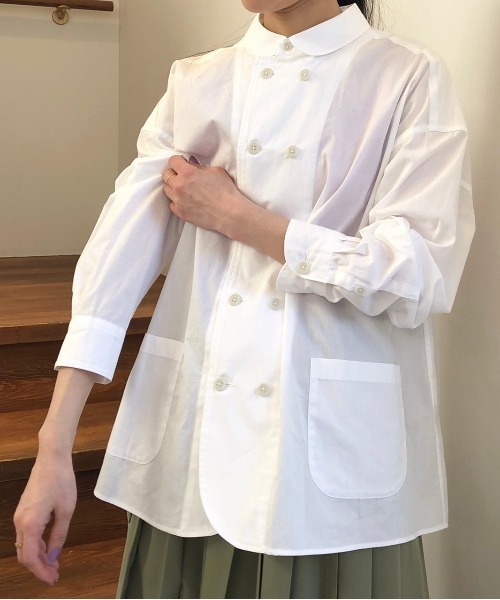 FRAPBOIS(フラボア)の「コックシャツ(シャツ/ブラウス・レディース・ホワイト/ネイビー・1/2)」の16枚目の写真
