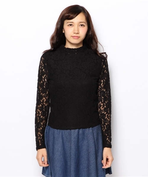 WEGO（ウィゴー）の「WEGO/起毛レースハイネックロングTシャツ（Tシャツ/カットソー・レディース・オフホワイト/ブラック/ネイビー・FREE）」の8枚目の写真