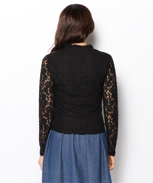 WEGO（ウィゴー）の「WEGO/起毛レースハイネックロングTシャツ（Tシャツ/カットソー・レディース・オフホワイト/ブラック/ネイビー・FREE）」の4枚目の写真