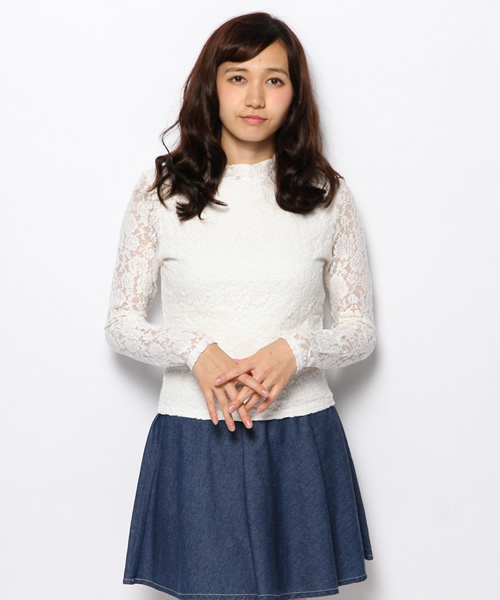 WEGO（ウィゴー）の「WEGO/起毛レースハイネックロングTシャツ（Tシャツ/カットソー・レディース・オフホワイト/ブラック/ネイビー・FREE）」の10枚目の写真