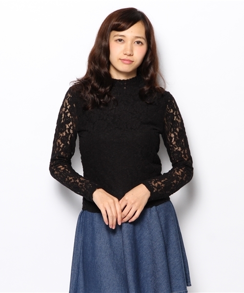 WEGO（ウィゴー）の「WEGO/起毛レースハイネックロングTシャツ（Tシャツ/カットソー・レディース・オフホワイト/ブラック/ネイビー・FREE）」の11枚目の写真