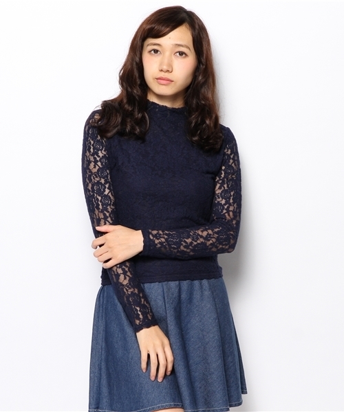 WEGO（ウィゴー）の「WEGO/起毛レースハイネックロングTシャツ（Tシャツ/カットソー・レディース・オフホワイト/ブラック/ネイビー・FREE）」の12枚目の写真