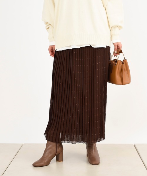 DouDou（ドゥドゥ）の「ラメドットプリーツスカート（スカート・レディース・ブラウン/オフホワイト・FREE）」の13枚目の写真