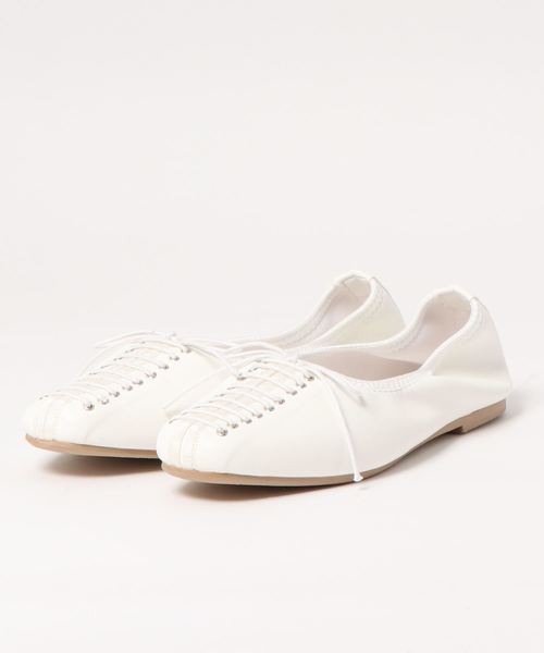 KOBE LETTUCE（コウベレタス）の「レースアップギャザーフラットパンプス（パンプス・レディース・ホワイト/ブラック/その他/シルバー/ミント・L/S/M/LL）」の17枚目の写真