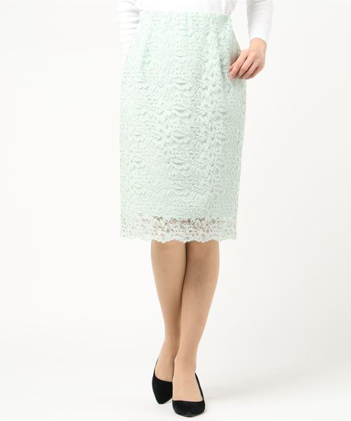 NOLLEY’S Sophi(ノーリーズソフィ)の「リーフレーススカート(スカート・レディース・ネイビー/ミント/グレイッシュベージュ・38/36)」の7枚目の写真