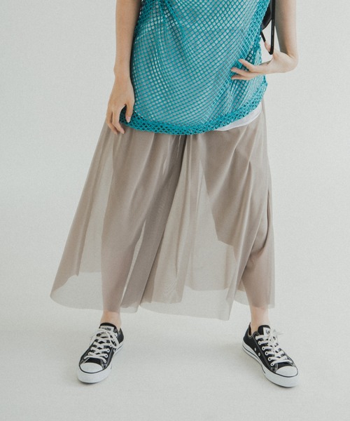 RNA（アールエヌエー）の「R3737 チュールレイヤードパンツ（その他パンツ・レディース・ベージュ/ブラック/カーキ・SMALL/MEDIUM）」の3枚目の写真