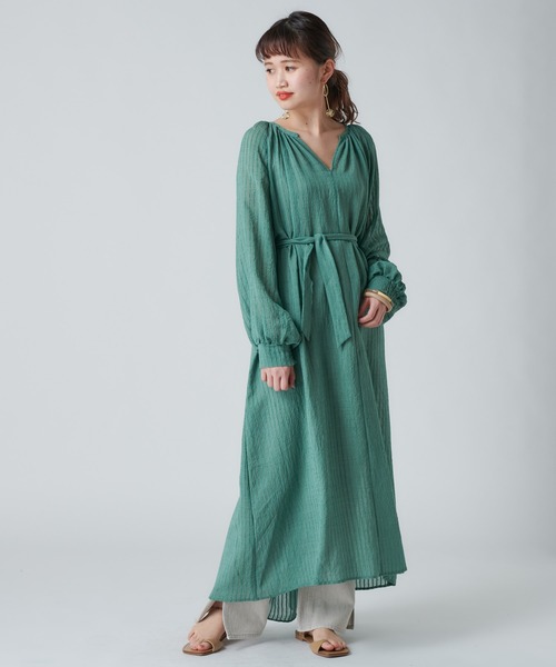 mystic（ミスティック）の「シアーストライプバックシャンワンピース（ワンピース・レディース・ホワイト/ネイビー/グリーン・FREE）」の3枚目の写真