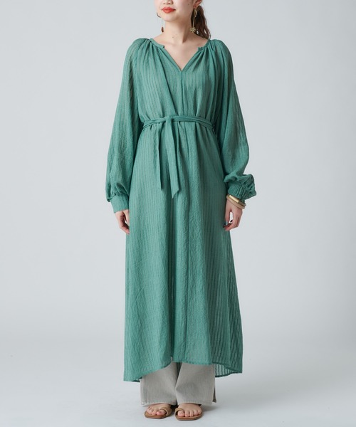 mystic（ミスティック）の「シアーストライプバックシャンワンピース（ワンピース・レディース・ホワイト/ネイビー/グリーン・FREE）」の5枚目の写真