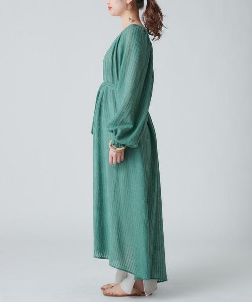 mystic（ミスティック）の「シアーストライプバックシャンワンピース（ワンピース・レディース・ホワイト/ネイビー/グリーン・FREE）」の6枚目の写真