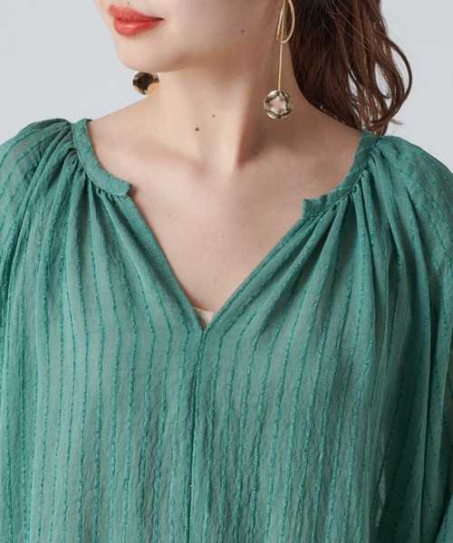 mystic（ミスティック）の「シアーストライプバックシャンワンピース（ワンピース・レディース・ホワイト/ネイビー/グリーン・FREE）」の9枚目の写真