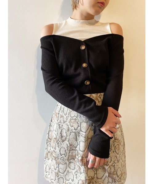 one way（ワンウェイ）の「レザーラップ台形SK（スカート・レディース・ホワイト/ブラック・FREE）」の4枚目の写真