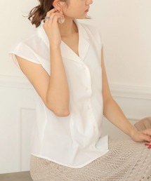 Bab | 【WEB限定】フレンチスリーブオープンカラーブラウス/ウエストタックシャツブラウストップス(シャツ/ブラウス)