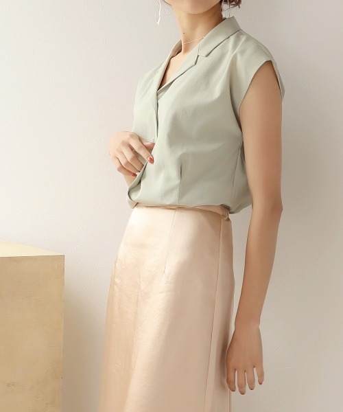 Bab（バブ）の「【WEB限定】フレンチスリーブオープンカラーブラウス（シャツ/ブラウス・レディース・ブラック/オフホワイト/ライトグリーン・38）」の19枚目の写真