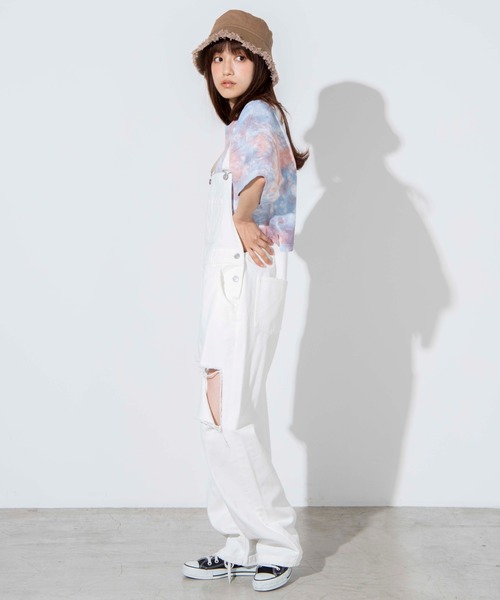 WEGO（ウィゴー）の「WEGO/ダメージオーバーオール（サロペット/オーバーオール・レディース・ホワイト・FREE）」の8枚目の写真