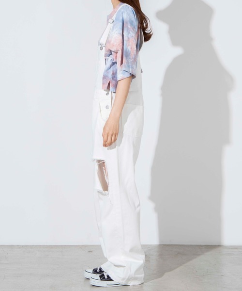 WEGO（ウィゴー）の「WEGO/ダメージオーバーオール（サロペット/オーバーオール・レディース・ホワイト・FREE）」の2枚目の写真