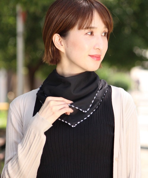 PourVous（プールヴー）の「UVカバーストール シフォン 生地の選べる9柄ストール/花柄 マスクスカーフとしても使えます（マスク・レディース・ホワイト/ブラック/パープル/ネイビー/ピンク/オレンジ/ブルー/ラベンダー/ライトピンク・FREE）」の20枚目の写真