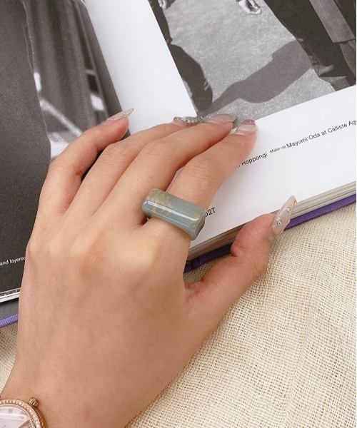 apres jour mignon(アプレジュールミニョン)の「【apresjour mignon×ARIAZ】スクエアカラーリング(リング・レディース・ライトブルー/ライトブラウン/ミント/ピンクベージュ/ライトベージュ・ONESIZE)」の5枚目の写真