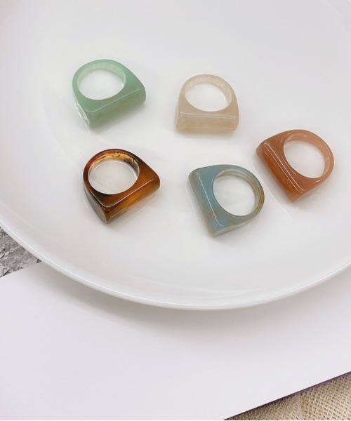 apres jour mignon(アプレジュールミニョン)の「【apresjour mignon×ARIAZ】スクエアカラーリング(リング・レディース・ライトブルー/ライトブラウン/ミント/ピンクベージュ/ライトベージュ・ONESIZE)」の11枚目の写真