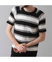 【NO ID.】C Knit Border Crew Neck Pullover / Cニット ボーダー クルーネック プルオーバー