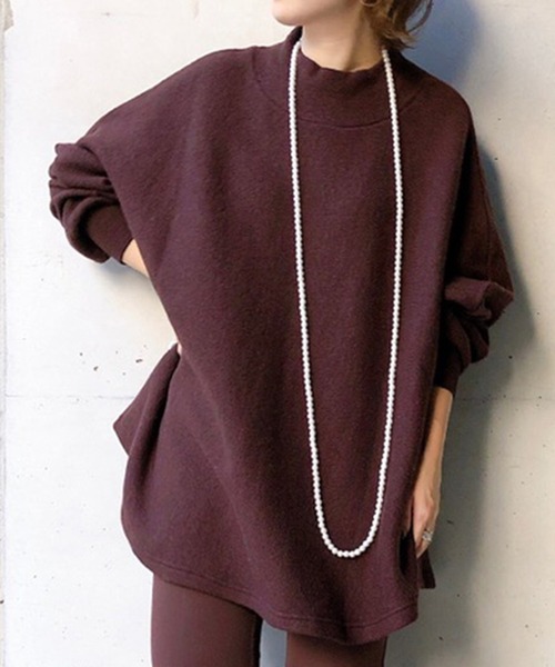 DouDou（ドゥドゥ）の「ポンチョ風プルオーバー（ニット/セーター・レディース・オフホワイト/ダークブラウン/イエロー・FREE）」の2枚目の写真