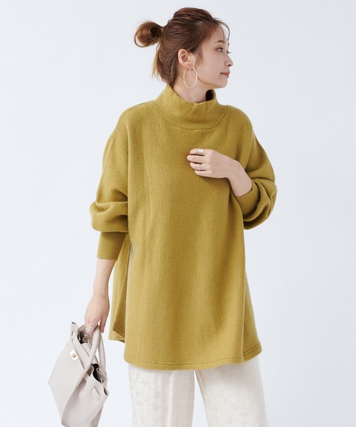 DouDou（ドゥドゥ）の「ポンチョ風プルオーバー（ニット/セーター・レディース・オフホワイト/ダークブラウン/イエロー・FREE）」の3枚目の写真