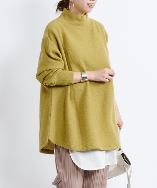 DouDou（ドゥドゥ）の「ポンチョ風プルオーバー（ニット/セーター・レディース・オフホワイト/ダークブラウン/イエロー・FREE）」の20枚目の写真