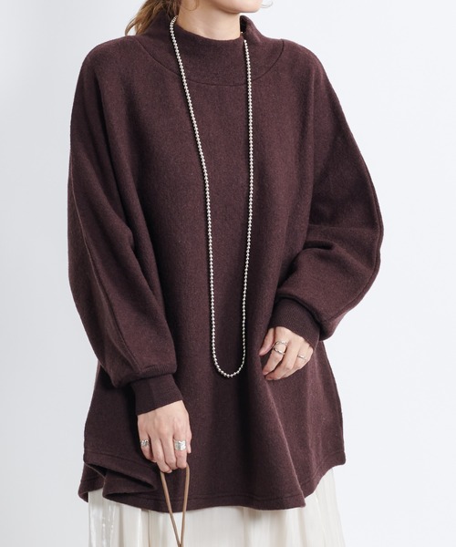 DouDou（ドゥドゥ）の「ポンチョ風プルオーバー（ニット/セーター・レディース・オフホワイト/ダークブラウン/イエロー・FREE）」の9枚目の写真