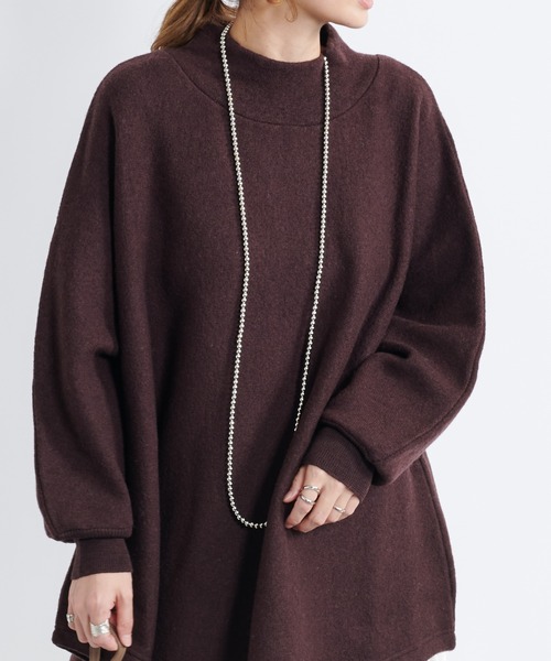 DouDou（ドゥドゥ）の「ポンチョ風プルオーバー（ニット/セーター・レディース・オフホワイト/ダークブラウン/イエロー・FREE）」の6枚目の写真