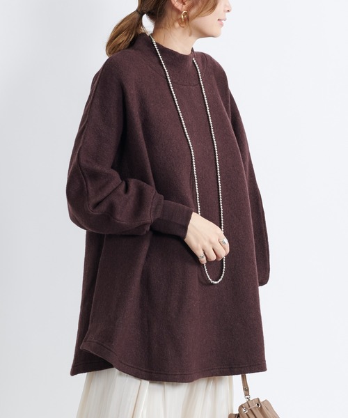 DouDou（ドゥドゥ）の「ポンチョ風プルオーバー（ニット/セーター・レディース・オフホワイト/ダークブラウン/イエロー・FREE）」の19枚目の写真