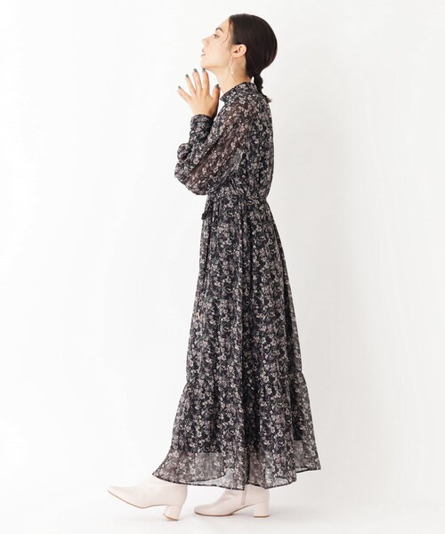 セール ダークフラワーハイネックロングワンピース ワンピース Opaque Clip オペークドットクリップ のファッション通販 Zozotown