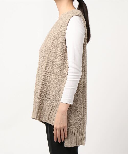 rps（アールピーエス）の「柄編みＶネックニットベスト（ベスト・レディース・チャコールグレー/モカ/ベージュ系その他・M）」の13枚目の写真