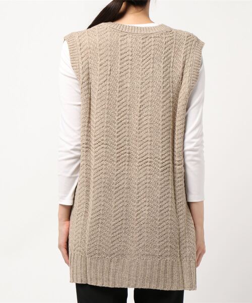 rps（アールピーエス）の「柄編みＶネックニットベスト（ベスト・レディース・チャコールグレー/モカ/ベージュ系その他・M）」の8枚目の写真