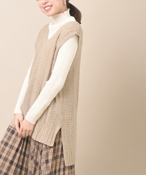 rps（アールピーエス）の「柄編みＶネックニットベスト（ベスト・レディース・チャコールグレー/モカ/ベージュ系その他・M）」の12枚目の写真