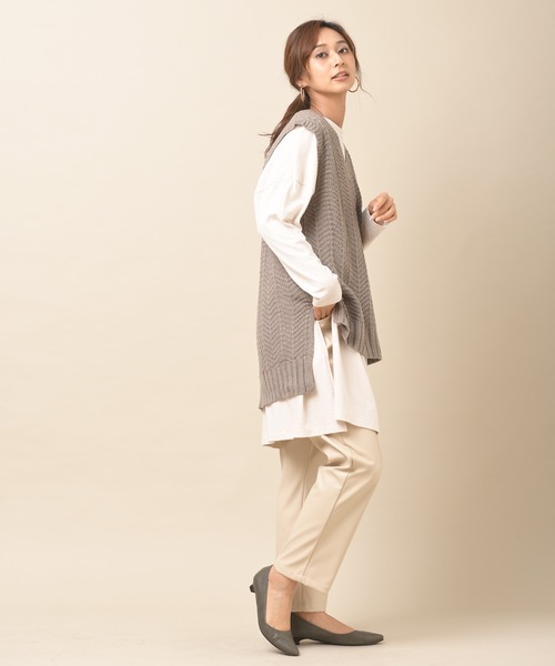 rps（アールピーエス）の「柄編みＶネックニットベスト（ベスト・レディース・チャコールグレー/モカ/ベージュ系その他・M）」の11枚目の写真