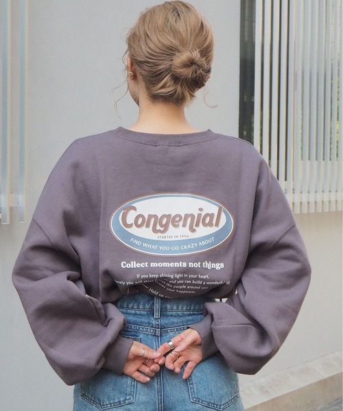 tiptop（ティップトップ）の「2020AW オーバルロゴ裏起毛ビッグスウェット（スウェット・レディース・パープル/ブルー/アイボリー/スミクロ/オフホワイト/ブラック/ダークグリーン・FREE）」の7枚目の写真