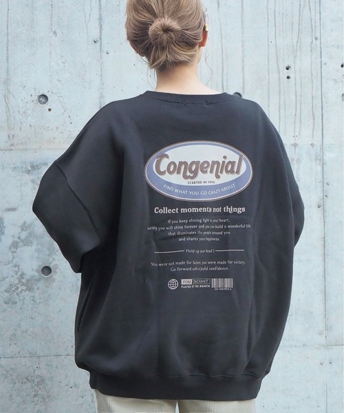 tiptop（ティップトップ）の「2020AW オーバルロゴ裏起毛ビッグスウェット（スウェット・レディース・パープル/ブルー/アイボリー/スミクロ/オフホワイト/ブラック/ダークグリーン・FREE）」の4枚目の写真