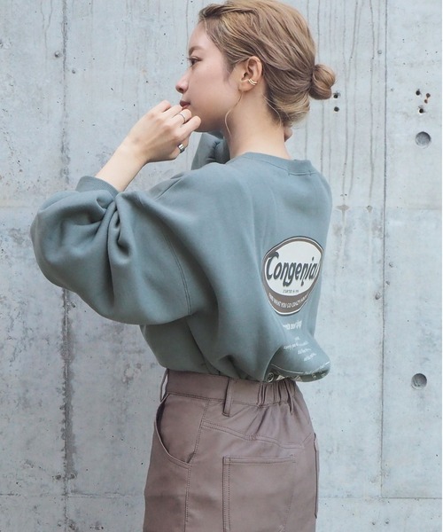 tiptop（ティップトップ）の「2020AW オーバルロゴ裏起毛ビッグスウェット（スウェット・レディース・パープル/ブルー/アイボリー/スミクロ/オフホワイト/ブラック/ダークグリーン・FREE）」の16枚目の写真