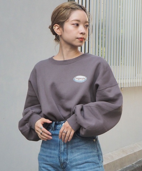 tiptop（ティップトップ）の「2020AW オーバルロゴ裏起毛ビッグスウェット（スウェット・レディース・パープル/ブルー/アイボリー/スミクロ/オフホワイト/ブラック/ダークグリーン・FREE）」の18枚目の写真