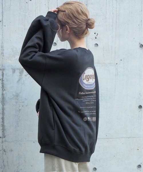 tiptop（ティップトップ）の「2020AW オーバルロゴ裏起毛ビッグスウェット（スウェット・レディース・パープル/ブルー/アイボリー/スミクロ/オフホワイト/ブラック/ダークグリーン・FREE）」の13枚目の写真