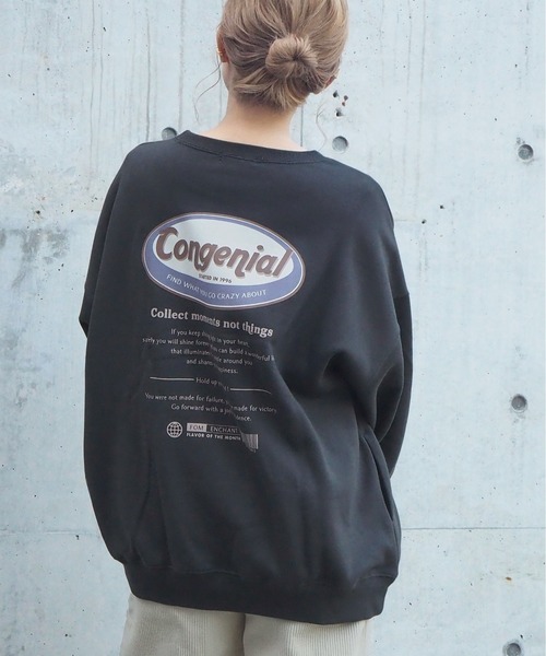 tiptop（ティップトップ）の「2020AW オーバルロゴ裏起毛ビッグスウェット（スウェット・レディース・パープル/ブルー/アイボリー/スミクロ/オフホワイト/ブラック/ダークグリーン・FREE）」の14枚目の写真