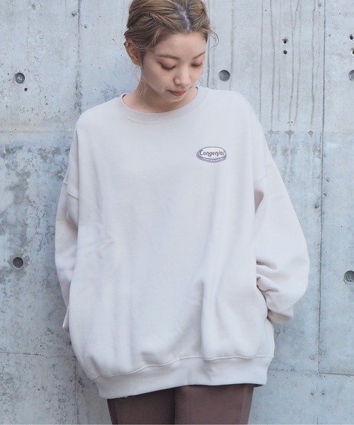 tiptop（ティップトップ）の「2020AW オーバルロゴ裏起毛ビッグスウェット（スウェット・レディース・パープル/ブルー/アイボリー/スミクロ/オフホワイト/ブラック/ダークグリーン・FREE）」の8枚目の写真