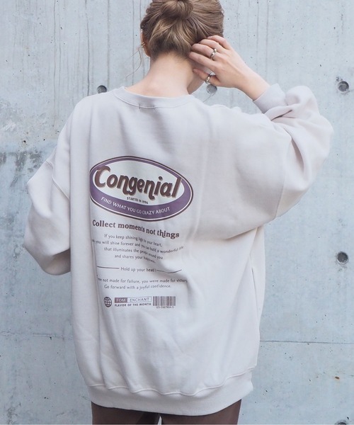 tiptop（ティップトップ）の「2020AW オーバルロゴ裏起毛ビッグスウェット（スウェット・レディース・パープル/ブルー/アイボリー/スミクロ/オフホワイト/ブラック/ダークグリーン・FREE）」の11枚目の写真