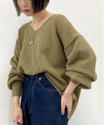バックアイレットVネックニット【ZOZOTOWN限定アイテム】