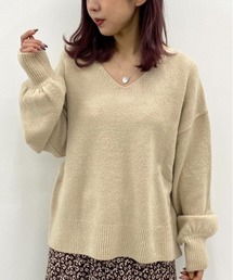 バックアイレットVネックニット【ZOZOTOWN限定アイテム】