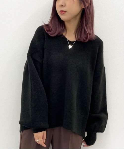 apres jour mignon(アプレジュールミニョン)の「バックアイレットVネックニット【ZOZOTOWN限定アイテム】(ニット/セーター・レディース・ブラック/カーキ/アイボリー/ライトベージュ・X-LARGE/フリー)」の14枚目の写真