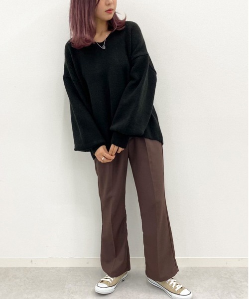 apres jour mignon(アプレジュールミニョン)の「バックアイレットVネックニット【ZOZOTOWN限定アイテム】(ニット/セーター・レディース・ブラック/カーキ/アイボリー/ライトベージュ・X-LARGE/フリー)」の18枚目の写真